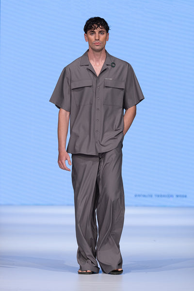 GRAY OVERSIZE FIT SHIRT & PANTS SET