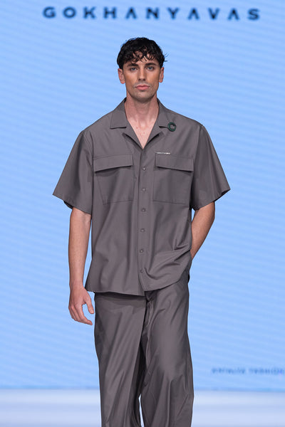 GRAY OVERSIZE FIT SHIRT & PANTS SET