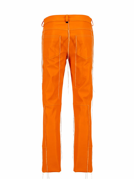 FAUX LEATHER ORANGE TROUSERS