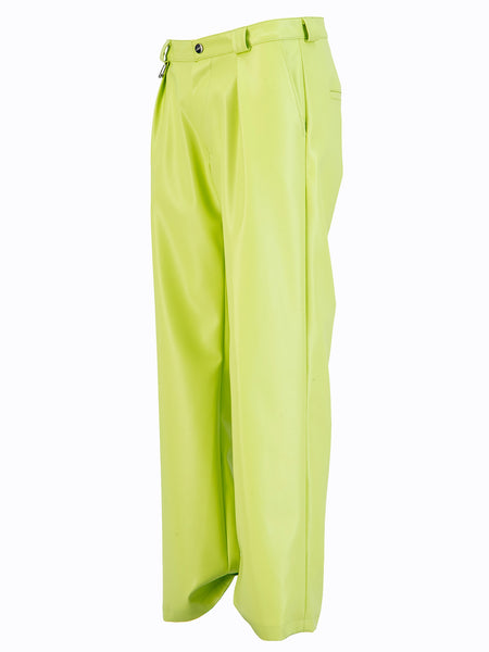 FAUX LEATHER SEA GREEN TROUSERS