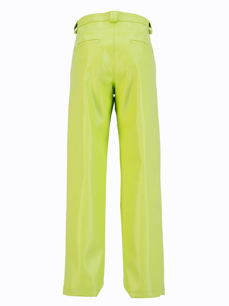 FAUX LEATHER SEA GREEN TROUSERS
